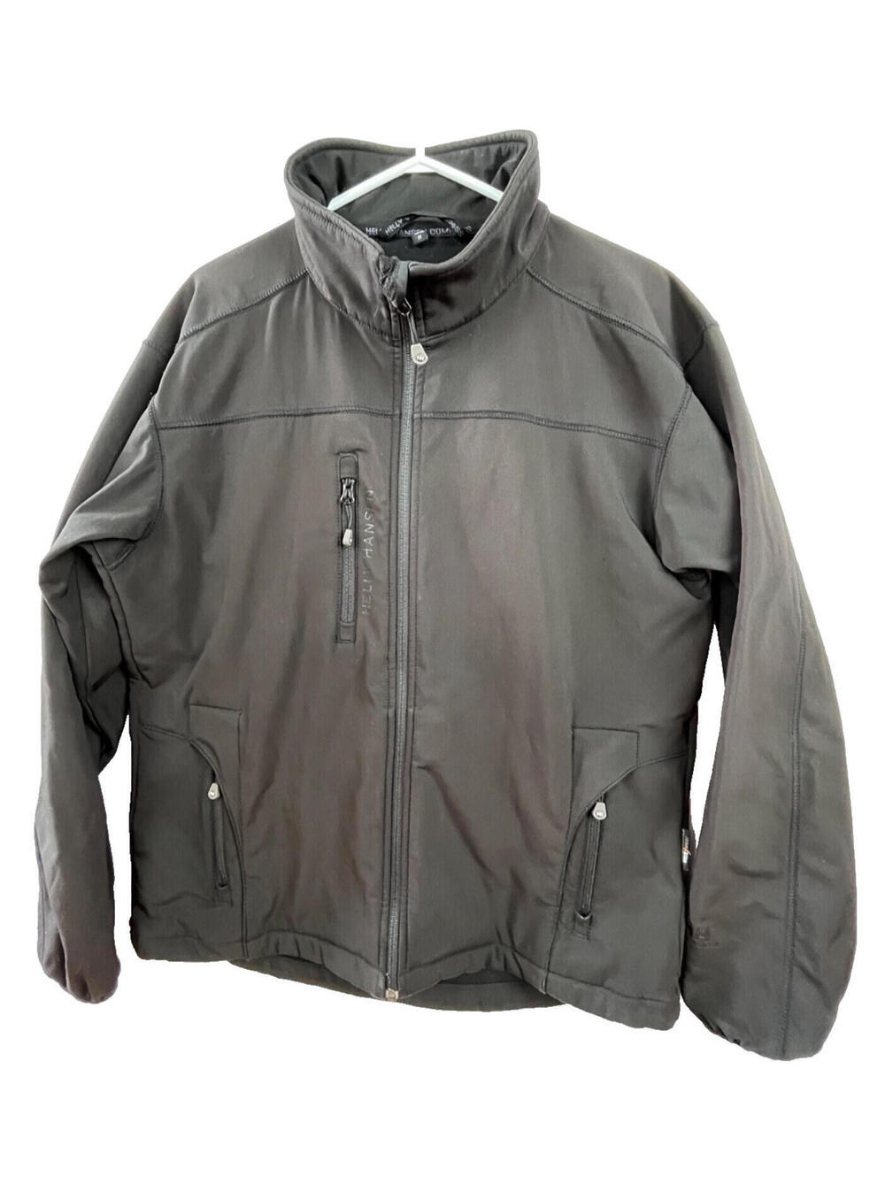 Helly Hansen Workwear Softshell Jacket Mens M Black Full Zip Fleece Lined